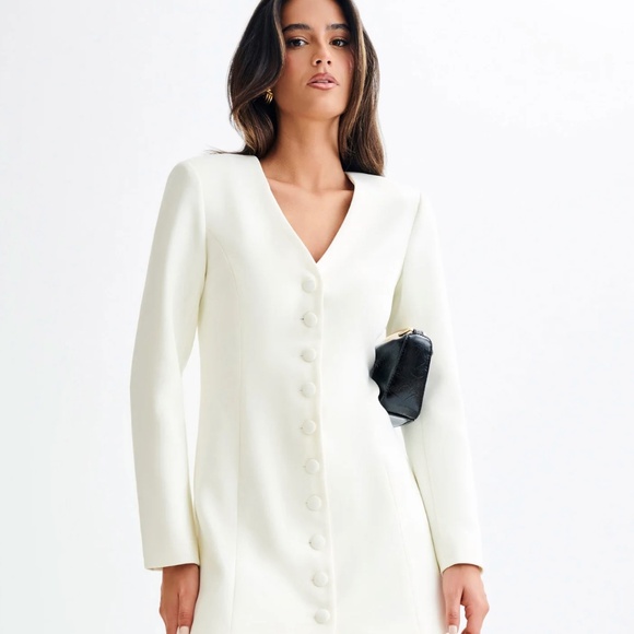Meshki Hurley Long Sleeve Blazer Mini Dress - Ivory - Picture 1 of 3
